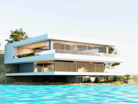 Retiro moderno na ilha pronto para jogos Modelo 3D