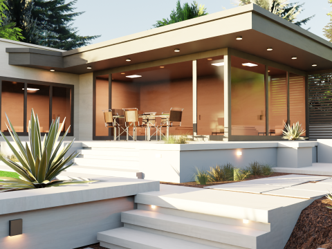 Game-Ready Modern House with Lush Backyard 3D Модель