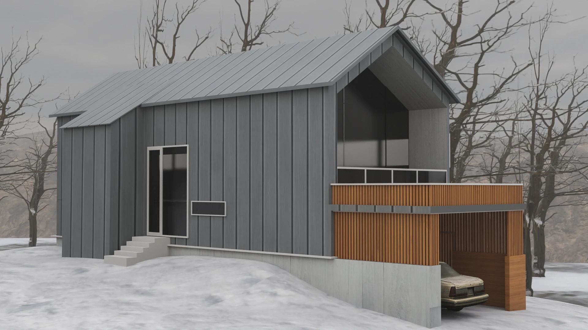 Cabana aconchegante pronta para jogos na neve Modelo 3D .c4d .max .obj .3ds .fbx .stl .blend 