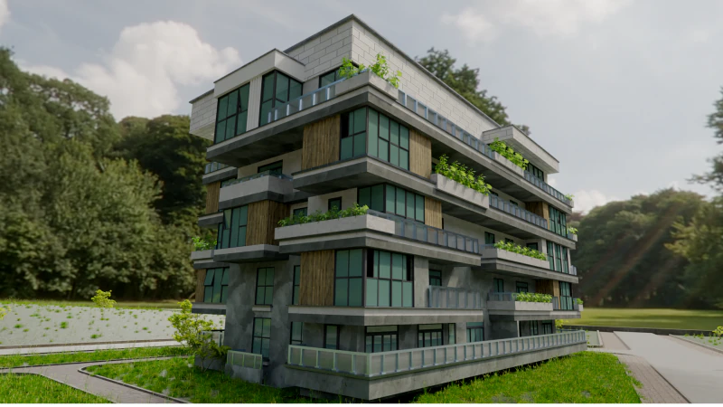 Современный жилой дом 3D Модель .c4d .max .obj .3ds .fbx .stl .blend