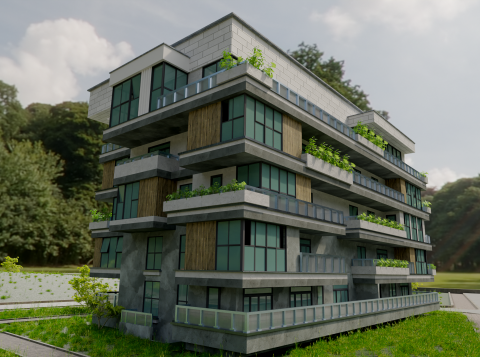 Modern Apartment Building 3Dモデル