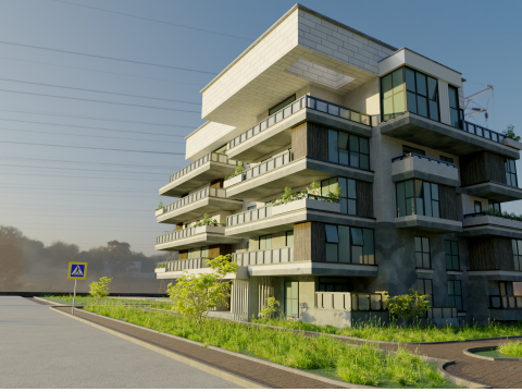 Modern Apartment Building 3D Модель
