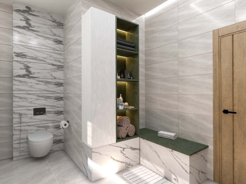 Modern Minimalist Bathroom 3D Scene - Ready to Render Model 3D