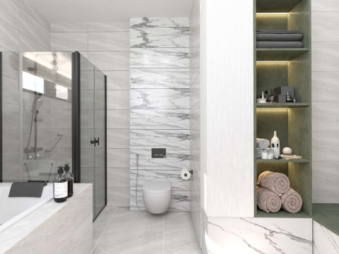 Modern Minimalist Bathroom 3D Scene - Ready to Render Model 3D