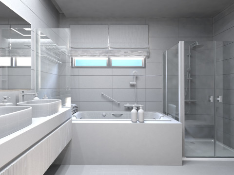 Modern Minimalist Bathroom 3D Scene - Ready to Render Model 3D