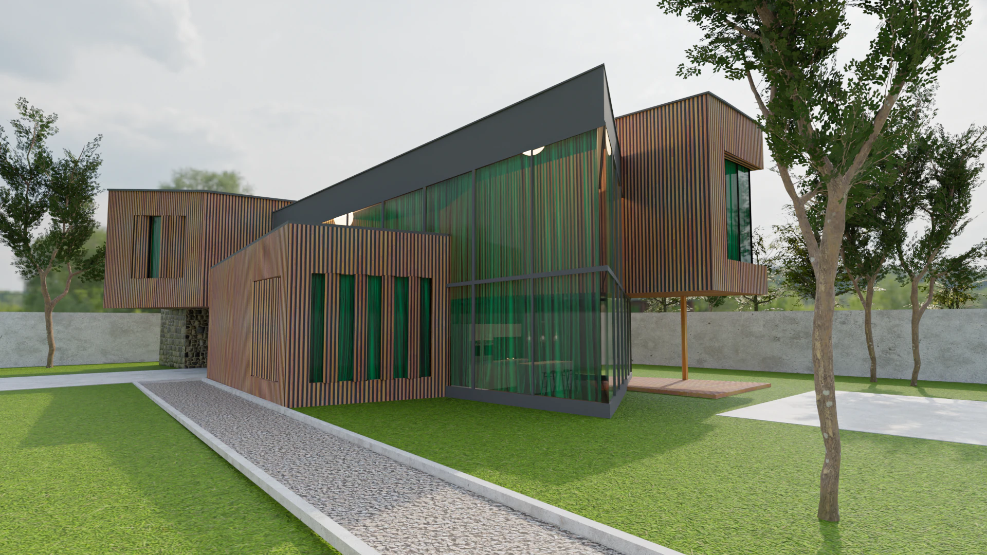 Game-Ready Modern Minimalist House 3D Model .c4d .max .obj .3ds .fbx .stl .blend 