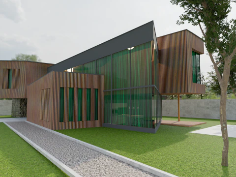 Casa minimalista moderna pronta per il gioco Modello 3D