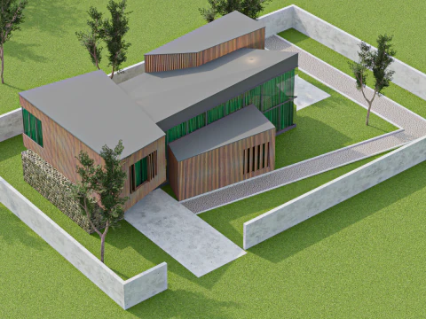 Game-Ready Modern Minimalist House 3D Model