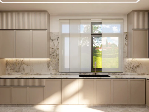 Moderne minimalistische keukensc&egrave;ne 3D Model