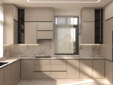 Modern Minimalist Kitchen scene 3D Model