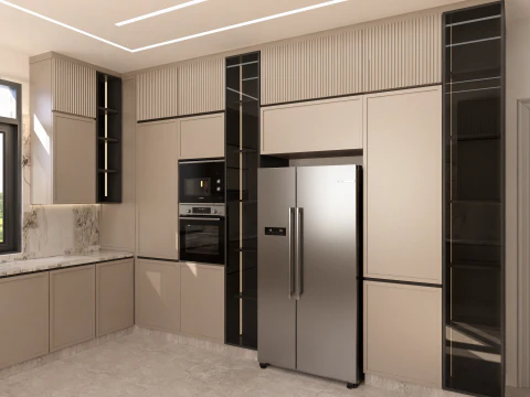 Modern Minimalist Kitchen scene 3D Model