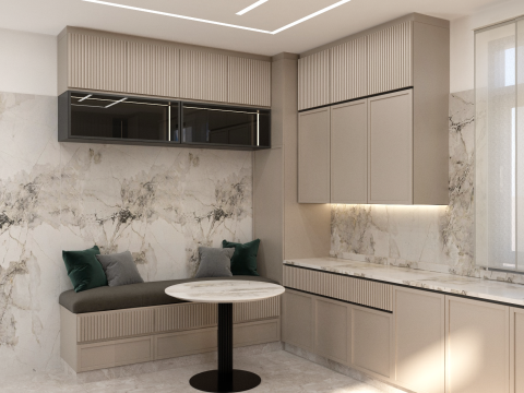 Modern Minimalist Kitchen scene 3D Model