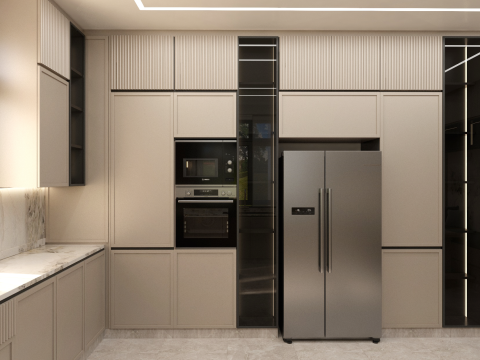 Modern Minimalist Kitchen scene 3D Model