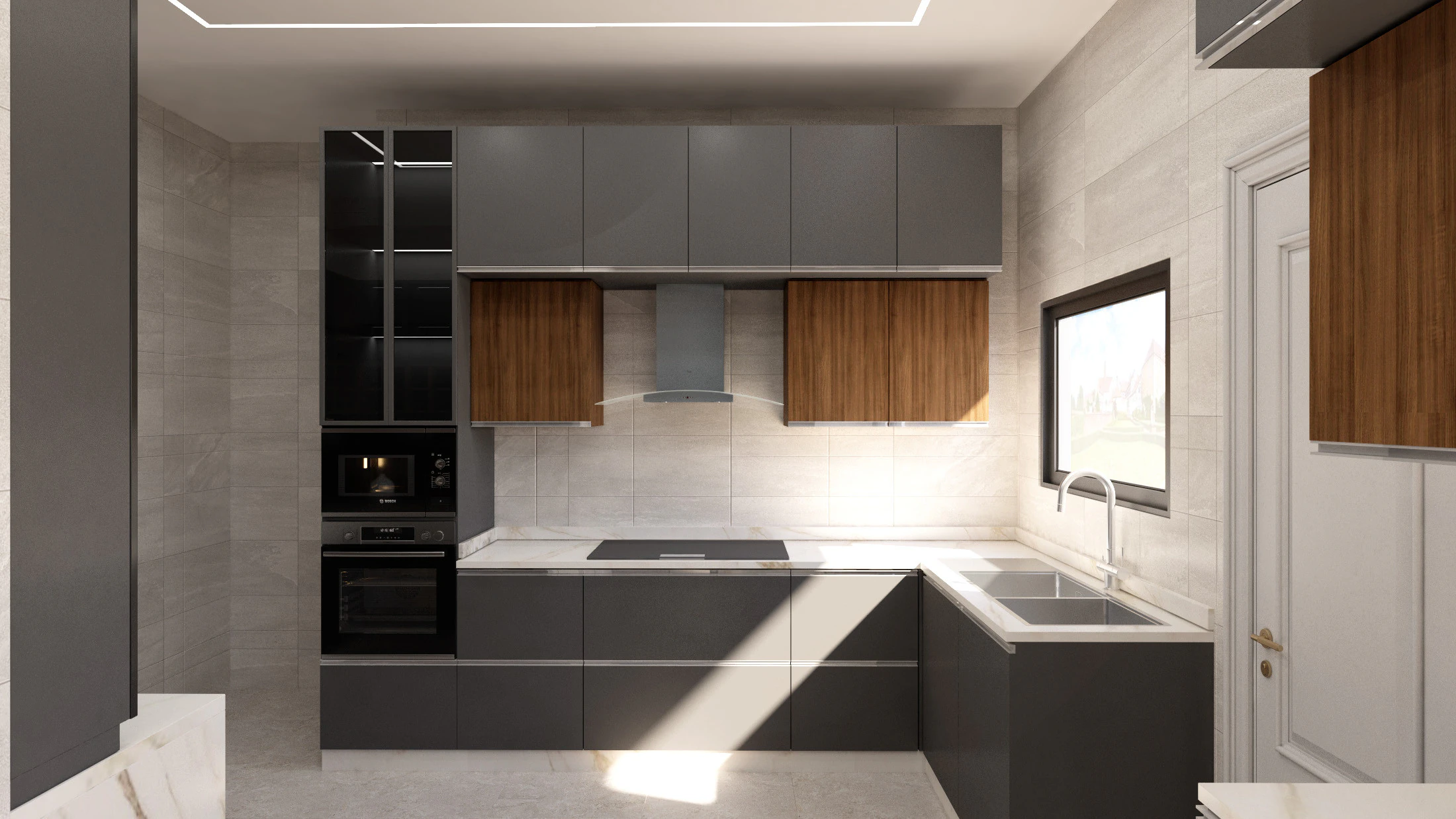 Contemporary Kitchen with corner bar scene 3D Model .c4d .max .obj .3ds .fbx .stl .blend