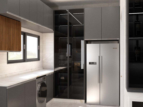 Contemporary Kitchen with corner bar scene Model 3D