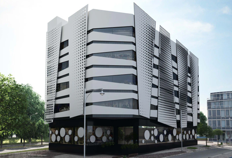 3D экстерьер коммерческого здания 3D Модель .c4d .max .obj .3ds .fbx .stl .blend 