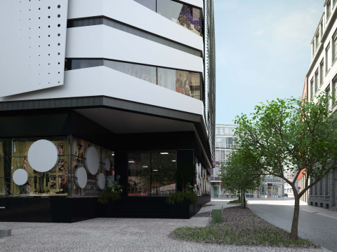 Commercial building 3D exterior Scene Model 3D