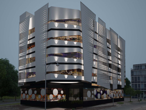 Commercial building 3D exterior Scene Model 3D