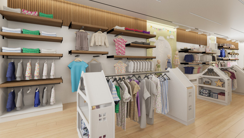 Modern Childrens Clothing Store Interior 3D Model .c4d .max .obj .3ds .fbx .stl .blend