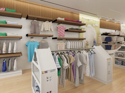 Interior moderno de loja de roupas infantis Modelo 3D