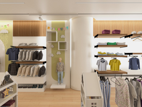 Modern Childrens Clothing Store Interior 3D Model