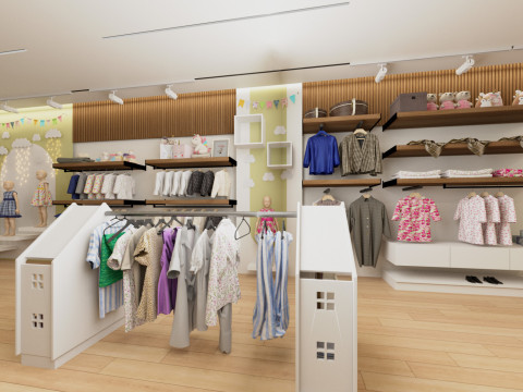 Modern Childrens Clothing Store Interior 3D Model