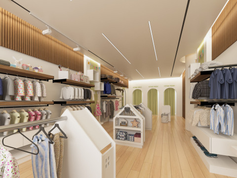 Modern Childrens Clothing Store Interior 3D Model