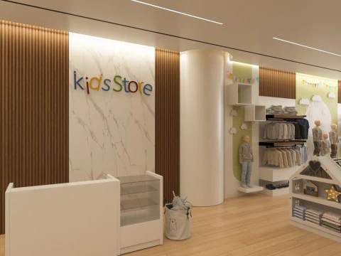 Modern Childrens Clothing Store Interior 3D Model