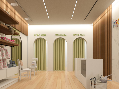 Modern Childrens Clothing Store Interior 3D Model