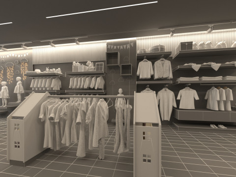 Modern Childrens Clothing Store Interior 3D Model