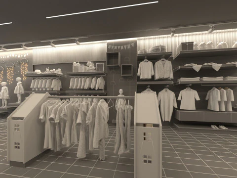 Modern Childrens Clothing Store Interior 3D Model