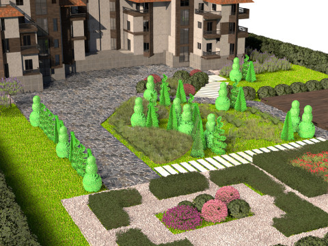 Residential Estate with Lush Garden Environment Model 3D