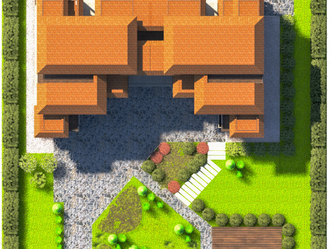 Residential Estate with Lush Garden Environment Model 3D