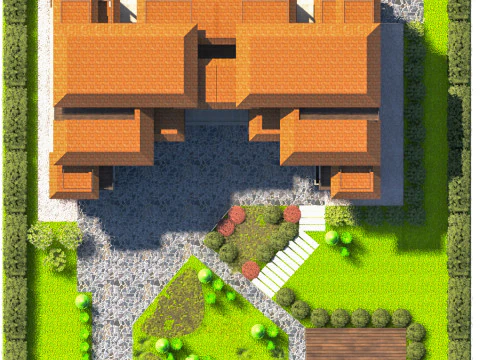 Residential Estate with Lush Garden Environment 3D Model