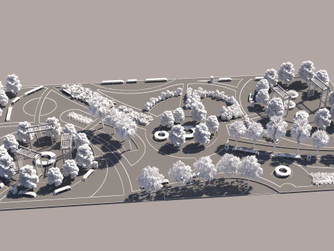 Detailed Public Square Landscape 3D Model