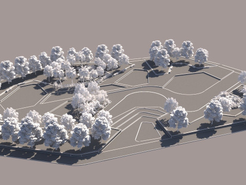 Urban Park with Water Features 3D Модель