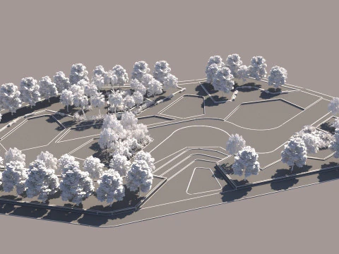 Urban Park with Water Features 3D Model
