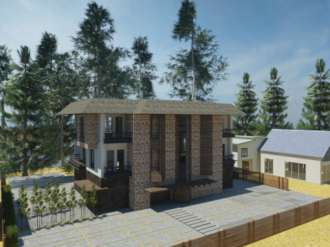 Modern Townhouse Block Model 3D