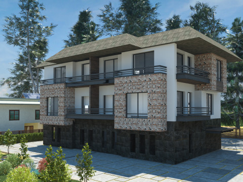 Modern Townhouse Block Model 3D