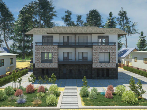 Modern Townhouse Block 3D Model