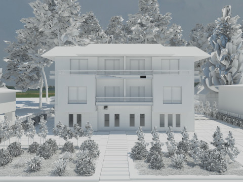 Modern Townhouse Block Model 3D