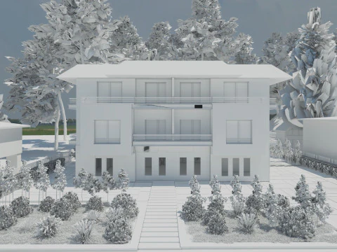 Modern Townhouse Block 3D Model