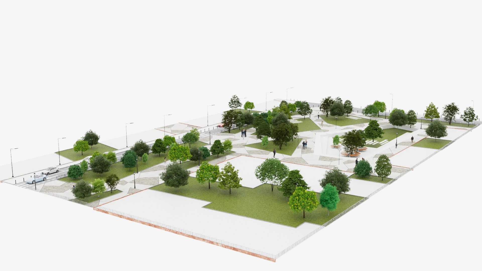 Modern City park 3D scene 3D Model .c4d .max .obj .3ds .fbx .stl .blend