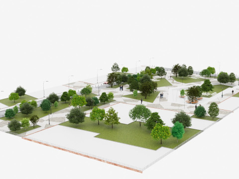 Modern City park 3D scene Modelo 3D