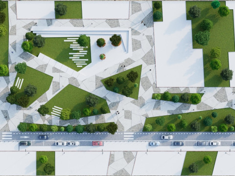 Modern City park 3D scene 3Dモデル