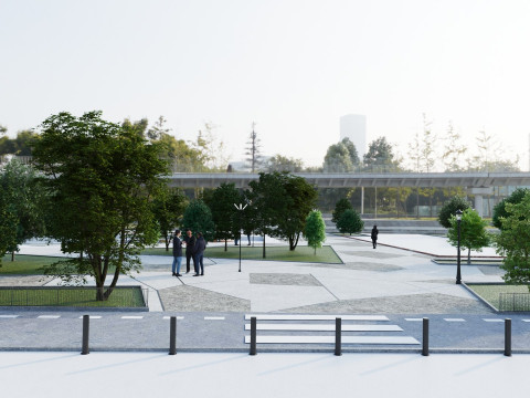 Modern City park 3D scene 3Dモデル