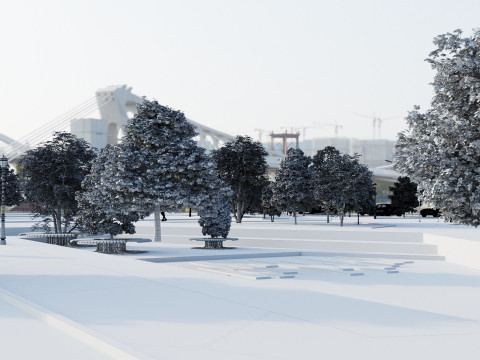 Modern City park 3D scene 3Dモデル
