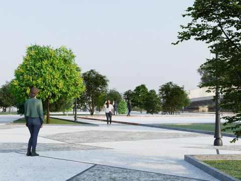 Modern City park 3D scene 3Dモデル