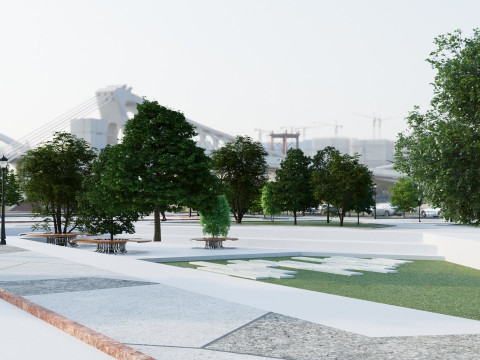 Modern City park 3D scene 3Dモデル