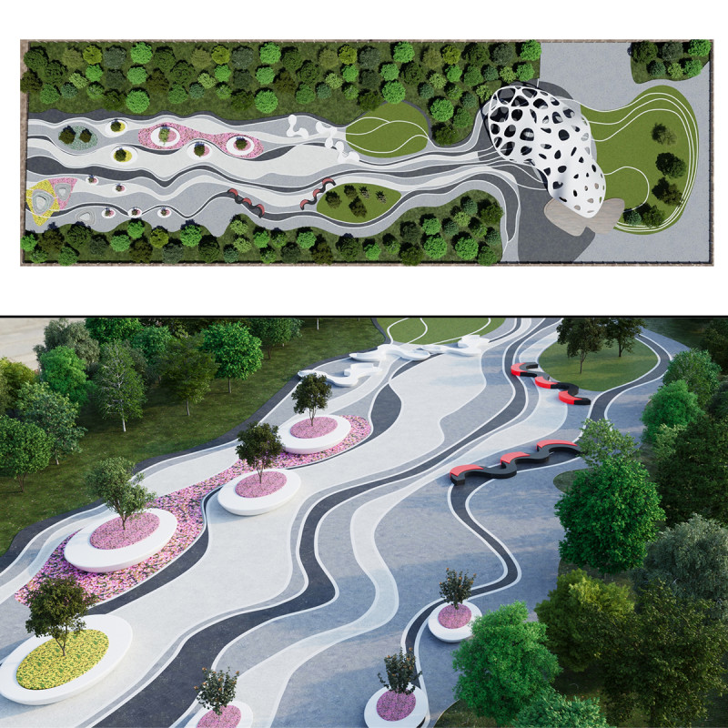 Modern City park 3D scene Modelo 3D .c4d .max .obj .3ds .fbx .stl .blend